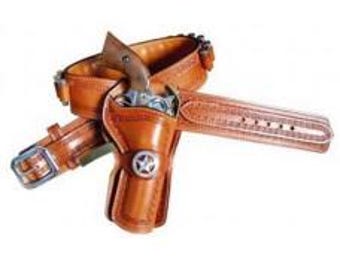 Revolver holster Belt Western Cowboy Leather Made Custom Handmade fit for 4 inch to 6.5 inch barrel .22 .35/357 .44/45 Cal Light Brown