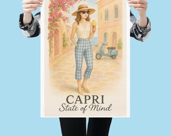 Capri Coast Print: Watercolor Italy Art, Mediterranean Decor (Digital Download)