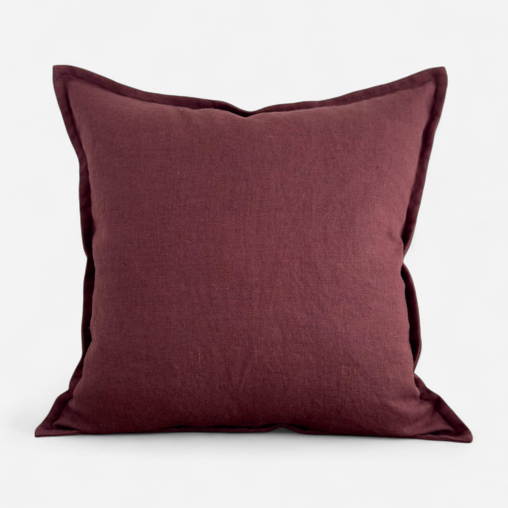 Mulberry Purple Linen Cushion Cover – Designer Throw Pillow – Stonewashed Natural Fabric – 100% Linen – Handmade Luxury Pillow Cover