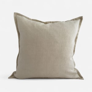 Cream Beige Linen Cushion Cover – Throw Pillow – Stonewashed Natural Fabric – 100% Linen – Flanged Edge – Handmade Luxury Pillow Cover