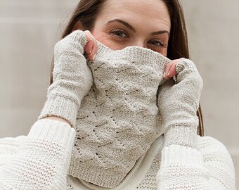 PDF Knitting Pattern ONLY - Greensboro Fingerless Mitts & Cowl Set