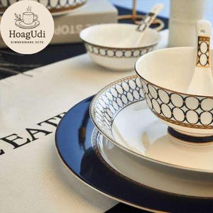 Navy & Gold Accent Dinnerware Set