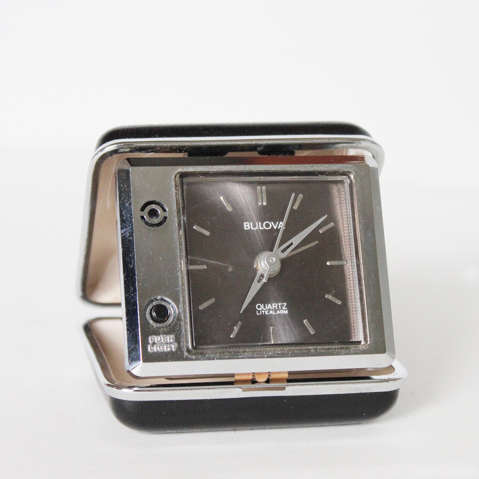 Vintage Bulova Travel Clock in Black Case Mid Century Bulova Etsy