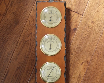 Vintage Verichron Vertical Weather Station - Mid Century Barometer Thermometer Hygrometer