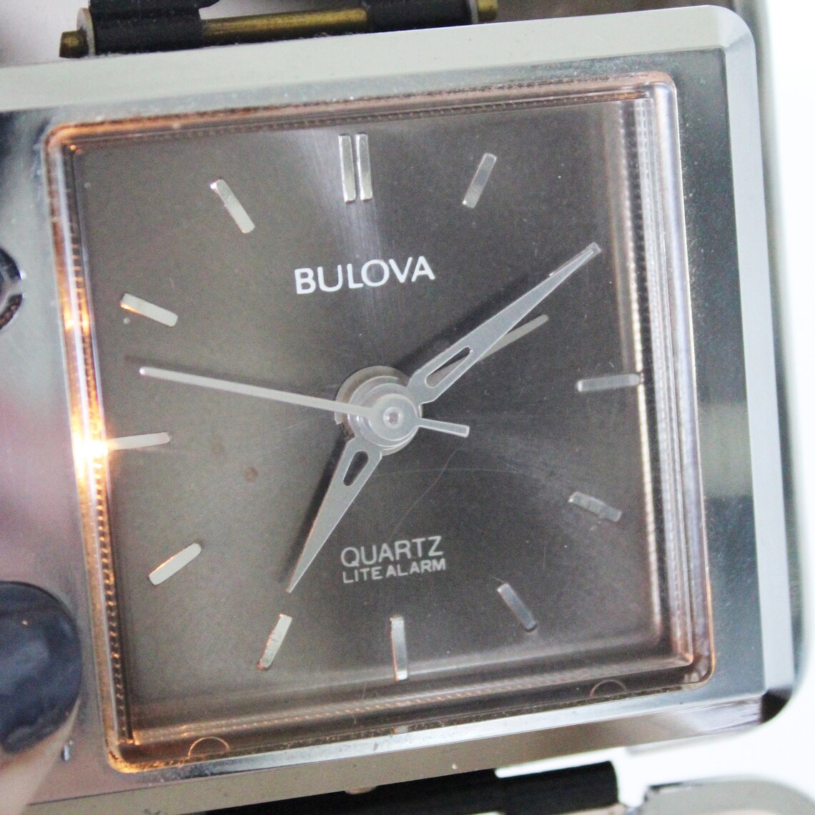 Vintage Bulova Travel Clock in Black Case Mid Century Bulova Etsy