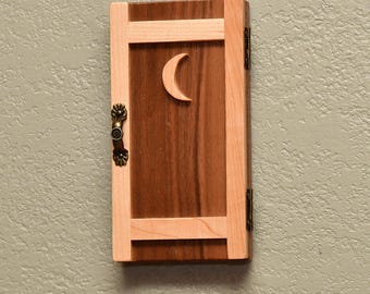 Walnut/maple Rocker #R102, Receptacle, whimsy, Housewarming, fairy door, decorative door, hidden outlet cover, light switch cover, GFCI