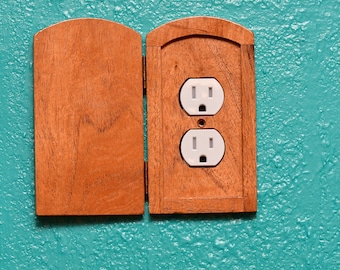Fairy Door Outlet Cover – Solid Wood Protective Plate With Cute Door Design, For Kitchen & Home Decor