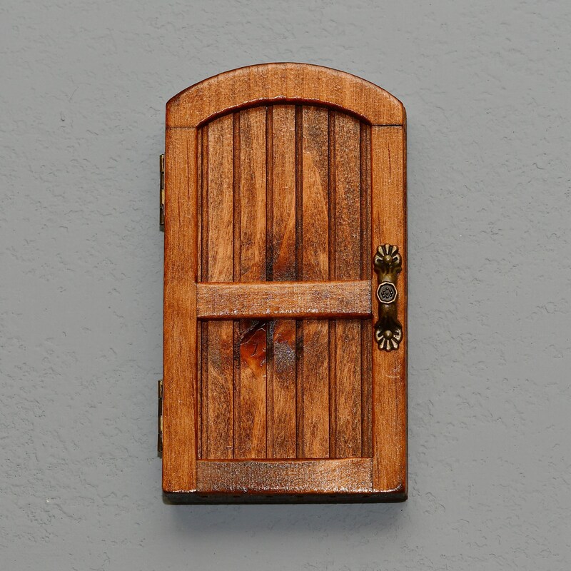 Wooden Light Switch Cover Guard – Self-Adhesive Fairy Door Outlet Protector, Charred Finish, 6.5" X 4.7" For Standard Switches, Coffee Color