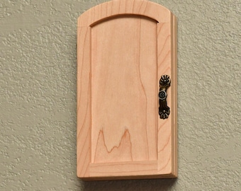 Unfinished Maple #O18 Receptacle, wall plug, whimsy, Housewarming, troll or fairy door, decorative door, hidden outlet cover