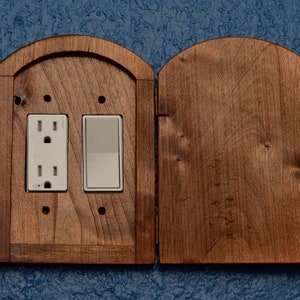 Stained Alder #DR13 Double outlet cover, hidden outlet cover, GFCI, rocker, paddle switch