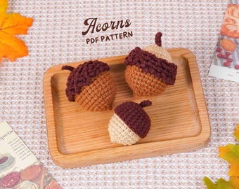 Acorn Crochet Pattern, Nature Theme Home Accent, Home Decor Crochet, Forest Inspired Display Style, Neutral Shelf Table Decor, PDF Pattern