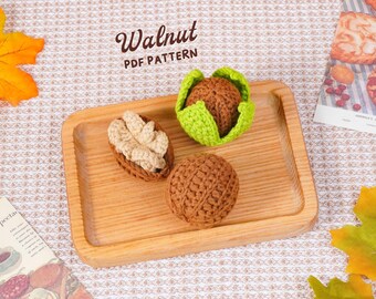 Patrón de crochet de nogal, decoración natural para el hogar, crochet para decoración del hogar, estilo de exhibición inspirado en el bosque, decoración de mesa con estante neutro, patrón en PDF