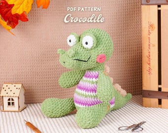 Krokodil Häkelanleitung, Amigurumi Krokodil Häkelanleitung, Stofftier Häkelanleitung, Einfaches Häkeltiermuster, PDF Muster