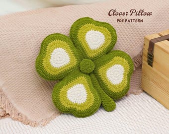 Patrón de ganchillo para cojín con forma de trébol, decoración del hogar a ganchillo, diseño de cojín hecho a mano, cojín sencillo a ganchillo, decoración acogedora para el hogar, patrón digital en PDF.