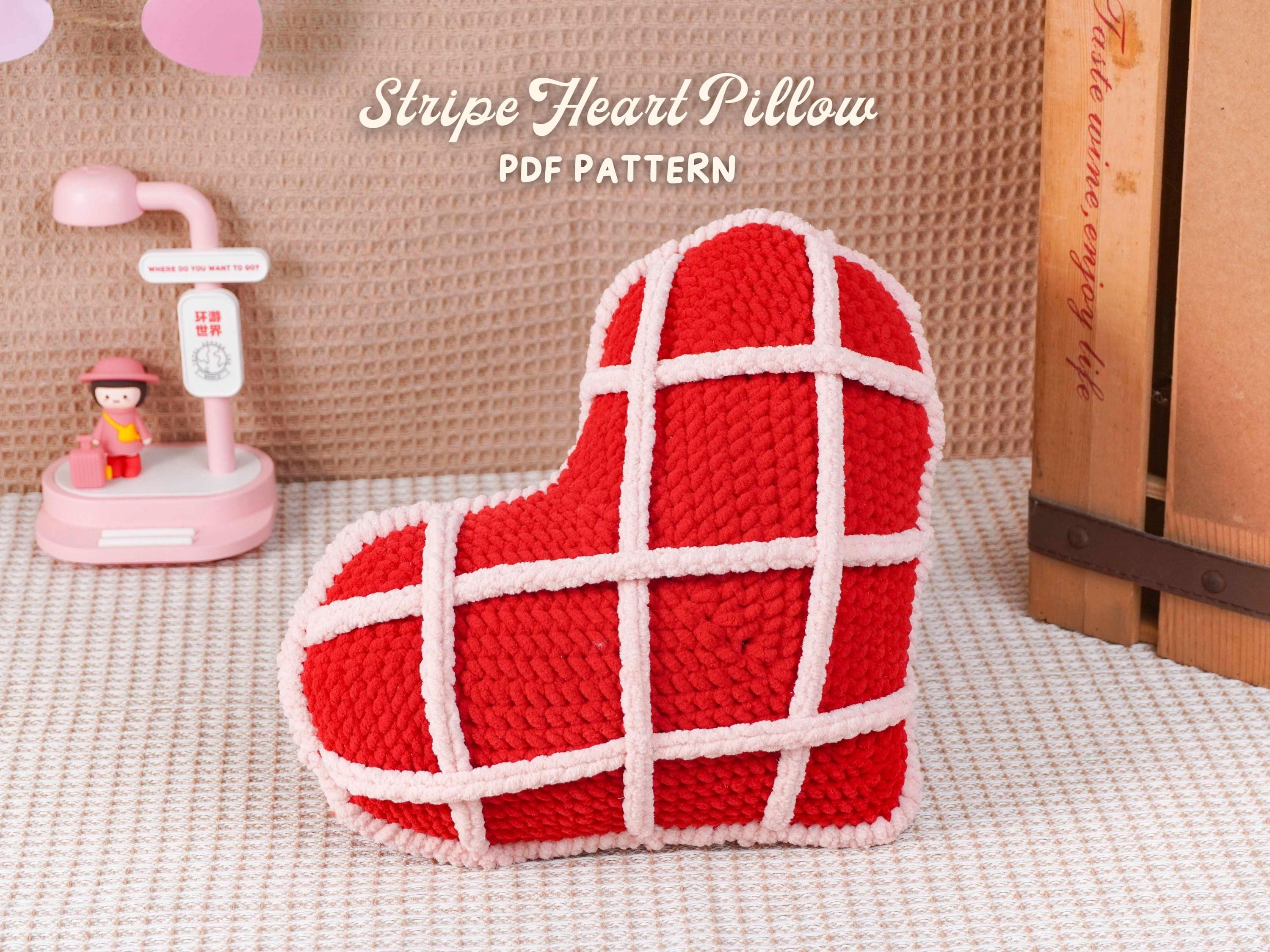 Stripe Heart Pillow Crochet Pattern