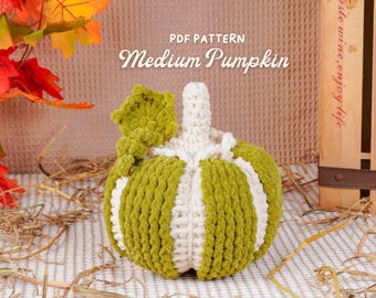 Patrón de calabaza mediana a crochet, patrón de crochet para Halloween, amigurumi de Halloween en PDF, tutorial de decoración navideña, decoración del hogar a crochet