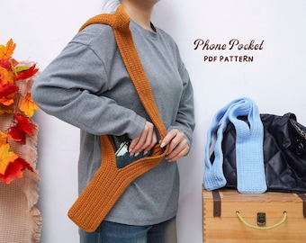 Patrón de crochet para bolsillo de teléfono, tutorial para bolsa de regalo hecha a mano, diseño de funda para teléfono, patrón para principiantes