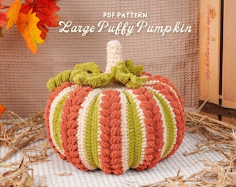 Patrón de calabaza grande a crochet, patrón de crochet para Halloween, amigurumi de Halloween en PDF, tutorial de decoración navideña, decoración del hogar a crochet
