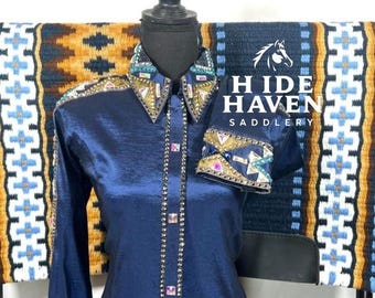 Western royal blue show Shirt and Pad Saddle Blanket for horse Shows and Events