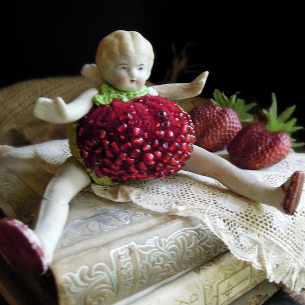 OOAK Pincushion Antique doll Parts / Fairy Doll Head Legs & Arms / Hand Crafted / Sewing Accessories / Up Cycled