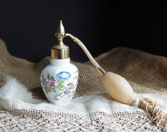 Vintage Perfume Bottle Atomizer Aynsley Bone China Pembroke Pattern Perfume and Atomizer England