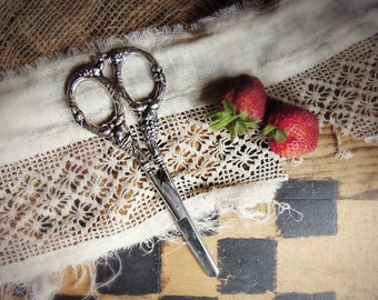 Antique 19th Century Repoussé Sterling Silver Grape Shears Made in Germany / Pair of Scissors / Sterling .925 Grape Shears Scissors