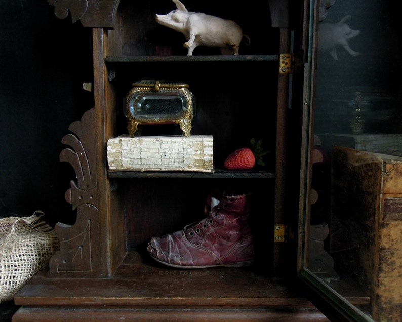 Antique Clock Curio Cupboard Victorian Wood Clock Cabinet Storage Box Wall Cupboard Display Cabinet Rustic