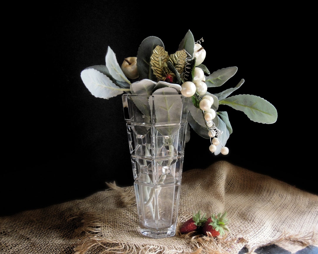 Vintage Cut Glass Vase / ROSENTHAL CRYSTAL Vase / Clear Glass Vase / Holiday Decor / Rosenthal