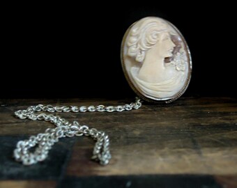 Vintage Cameo Brooch & Pendant / Hand carved Cameo Pin / 12 Carat Gold Filled / Necklace Pendant / Brooch Cameo