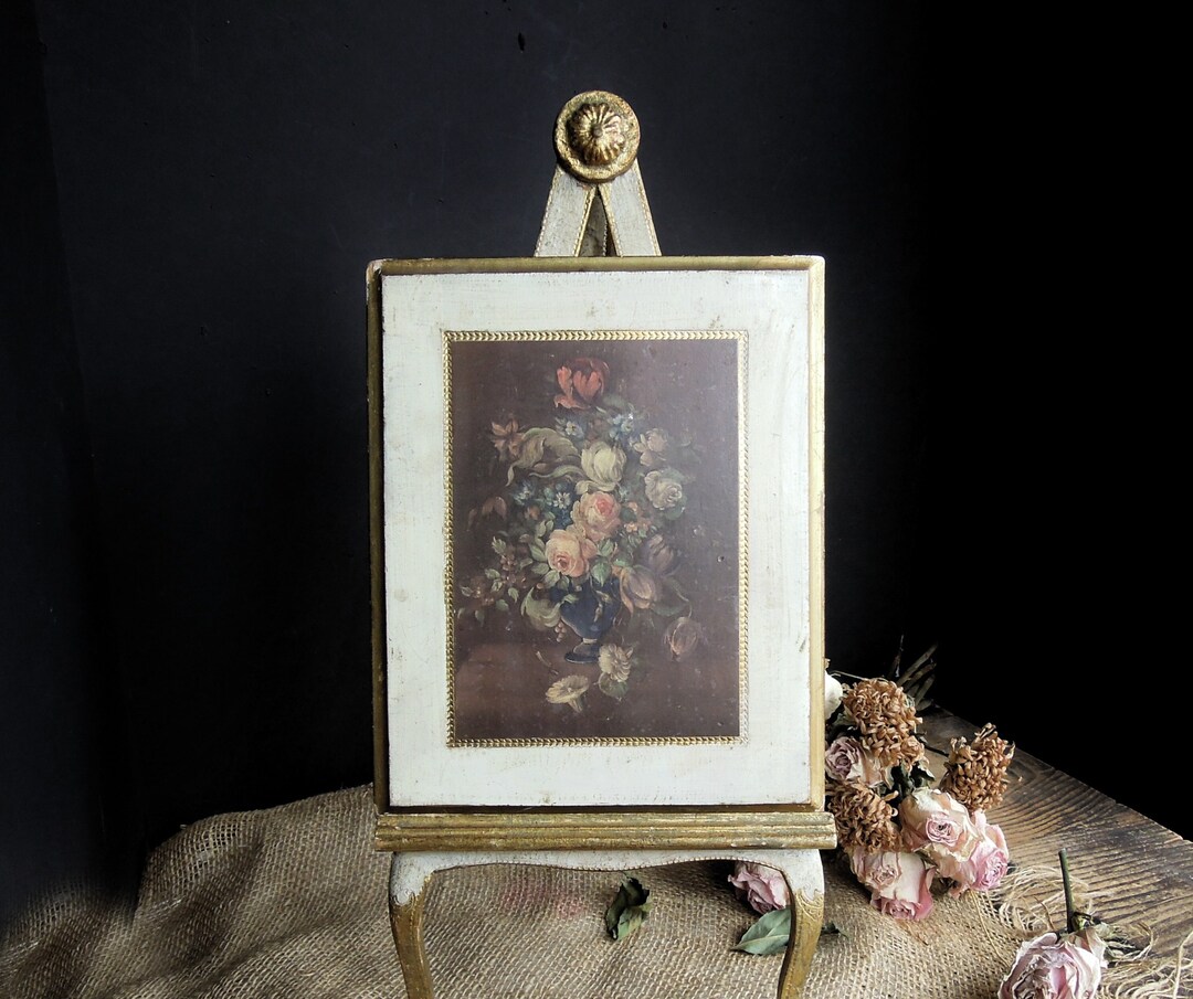 Vintage Italian Florentine Wood Plaque Picture of Roses / Italian Wall ...