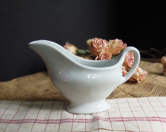 Antique Ironstone Gravy Boat /  J W Pankhurst & Co Hanley England 1800s  / Antique English Ironstone Sauce