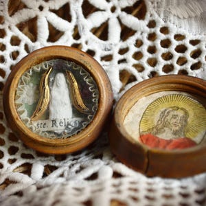 Antique French Religious Relic Virgin Mary Sainte Relique / Holy Reliquary / Holy Catholic Relic / Religious Icon Theca Shrine Sm