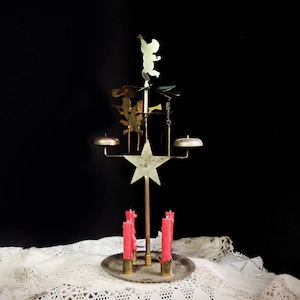 Vintage Brass Christmas Chimes / Swedish Candle Holder / Christmas
