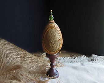 Vintage Diorama Goose Egg / Easter Egg Hand Crafted Diorama Egg / Faberge Style Cut by Betty Fielding