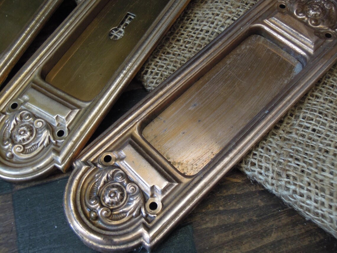 Antique Door Push Plates / 1800's Brass Door Plates / Etsy