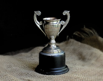 Vintage Silver Plate Trophy Black Base / Good Looser Appreciation Award 1950s