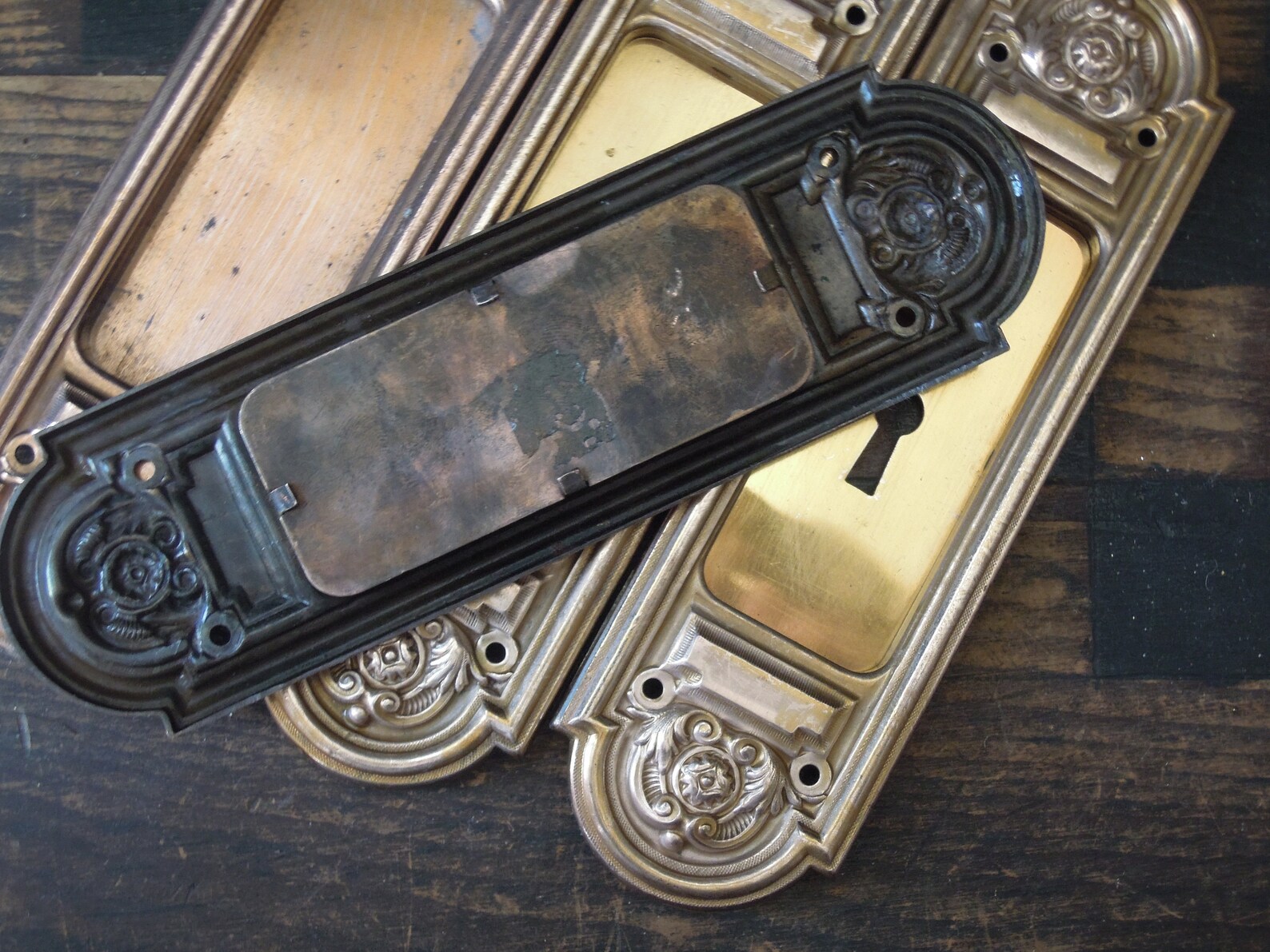 Antique Door Push Plates / 1800's Brass Door Plates / Etsy