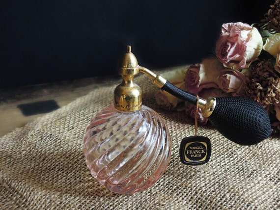 Vintage French Perfume Bottle Atomizer Pink Glass… - image 2