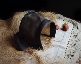 Vintage Child's Amish Bonnet / Handmade Amish or Mennonite Muslin and Black Buckram Wired Bonnet Ohio Amish Old Order