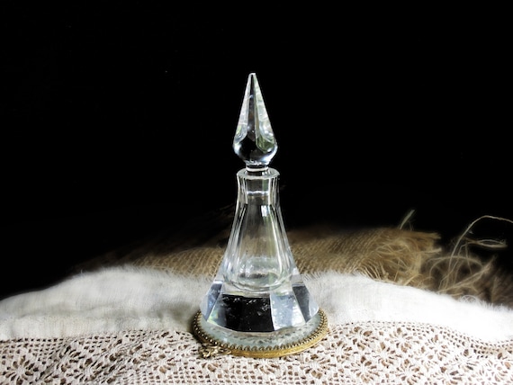 Vintage Antique Czech Lead Crystal Scent Bottle C… - image 1