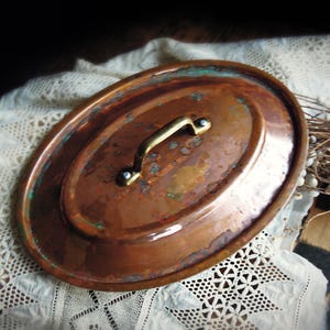 Vintage French Copper Oval Lid / Wall Decor