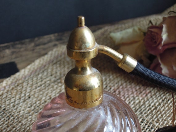 Vintage French Perfume Bottle Atomizer Pink Glass… - image 5