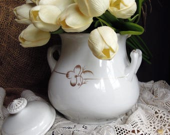 Antique Ironstone Sugar Pot Henry Alcock & Co. Florence Pattern "Parisian Porcelain" England 1800s