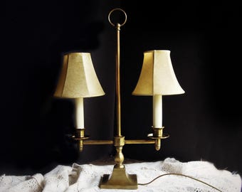 Vintage Brass Bouillotte Lamp Style with Two Shades – Style Office Lighting