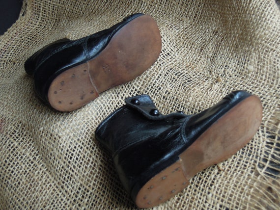 Antique Victorian Children's Edwardian Shoes / Bl… - image 6