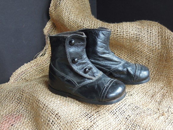 Antique Victorian Children's Edwardian Shoes / Bl… - image 10