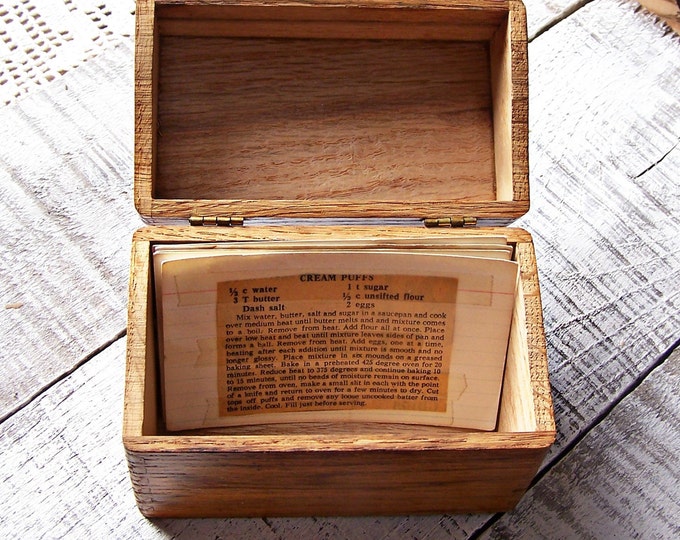 Vintage Card File Oak Recipe Box Etsy