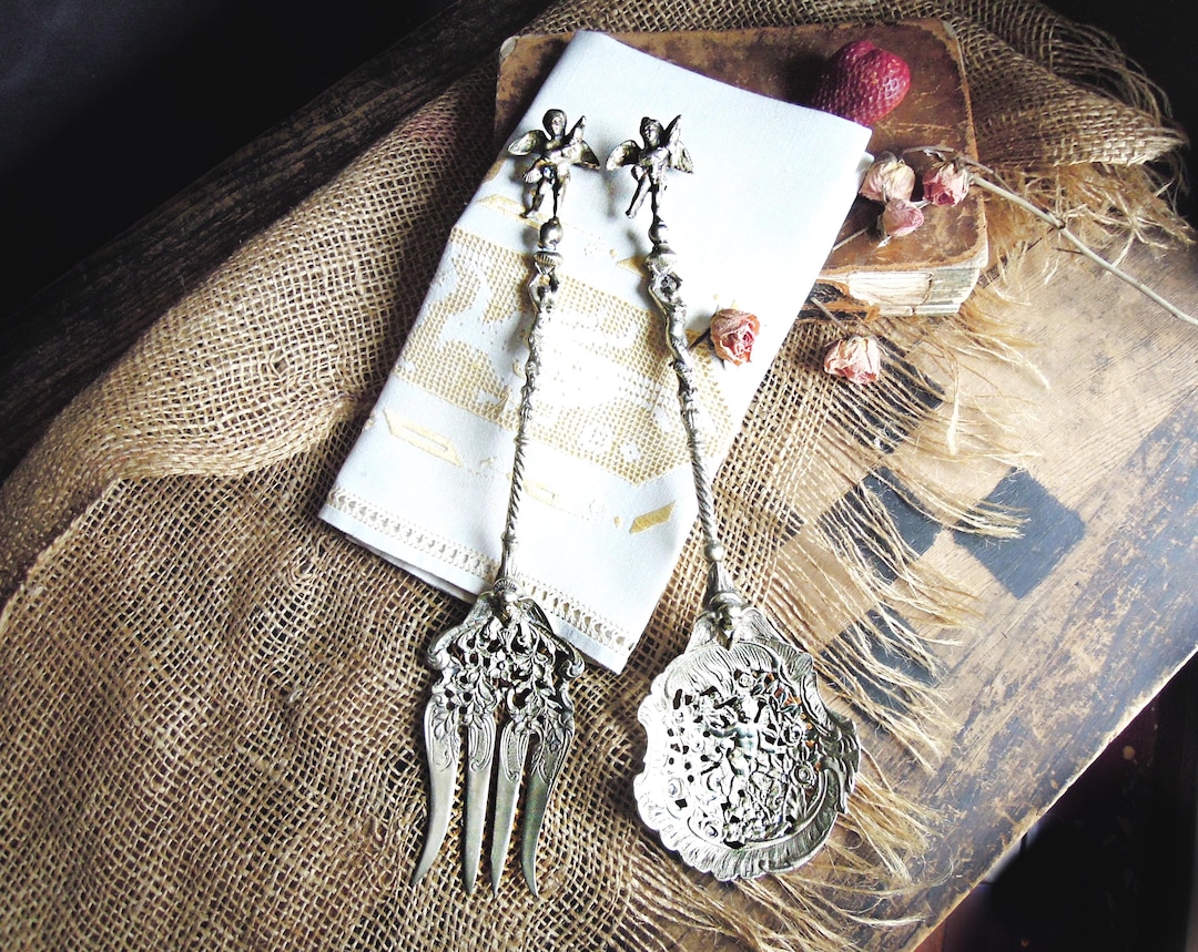Antique Serving Spoon & Fork / Montanganani Italy