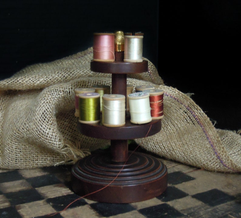Antique Victorian Wood Pincushion Thread Holder / Thread Tree Etsy