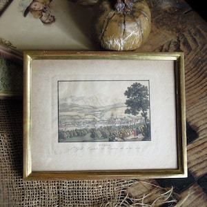 Antique Gold Wood Rectangular Picture Frame / Antique Frame / Color Lithograph Print